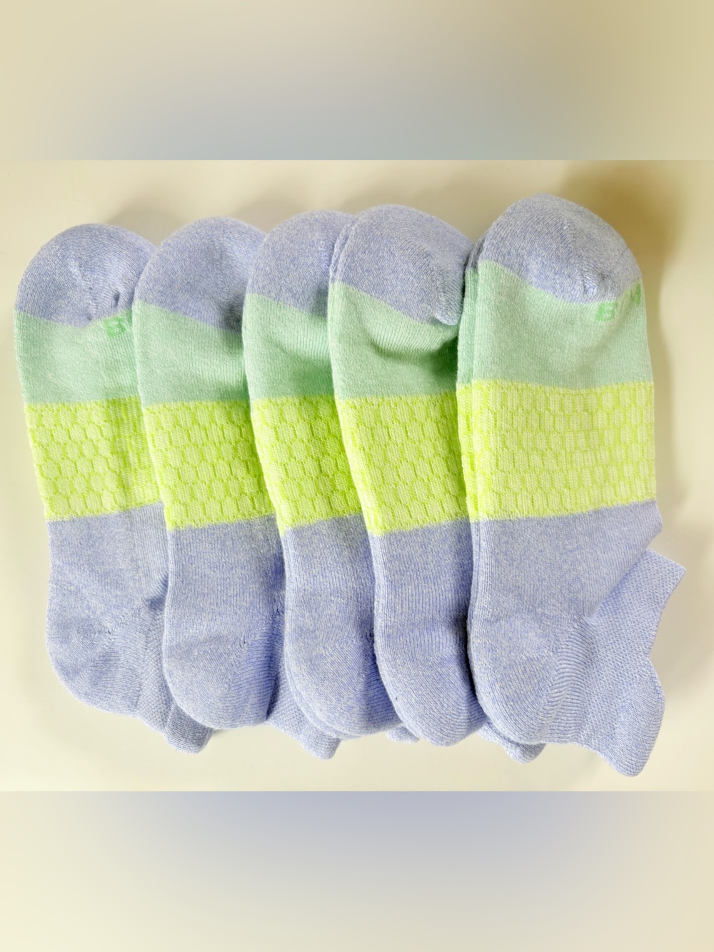 Bombas 5-Pack Unisex Pastel Striped Cushioned Ankle Socks Size M